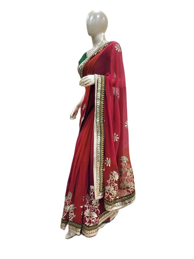 RED GREEN GOTAPATTI SARI