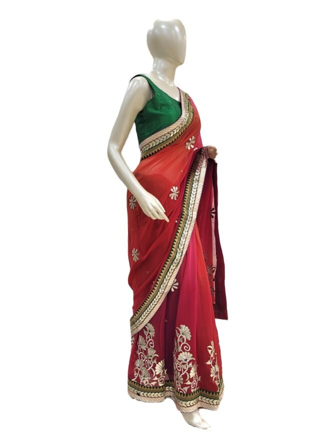 RED GREEN GOTAPATTI SARI