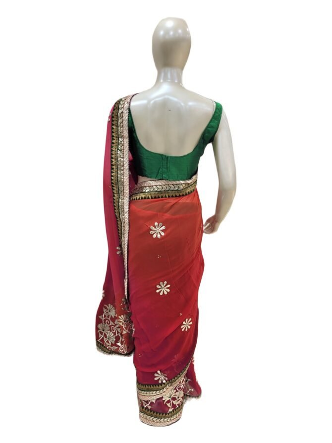 RED GREEN GOTAPATTI SARI
