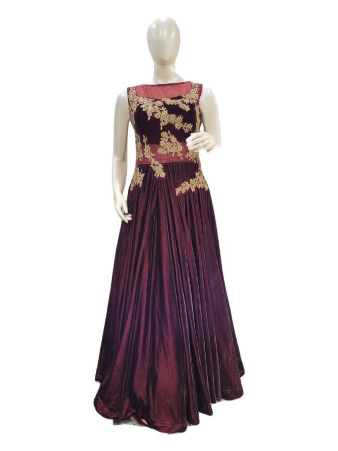 ROYAL MAROON VELVET GOWN