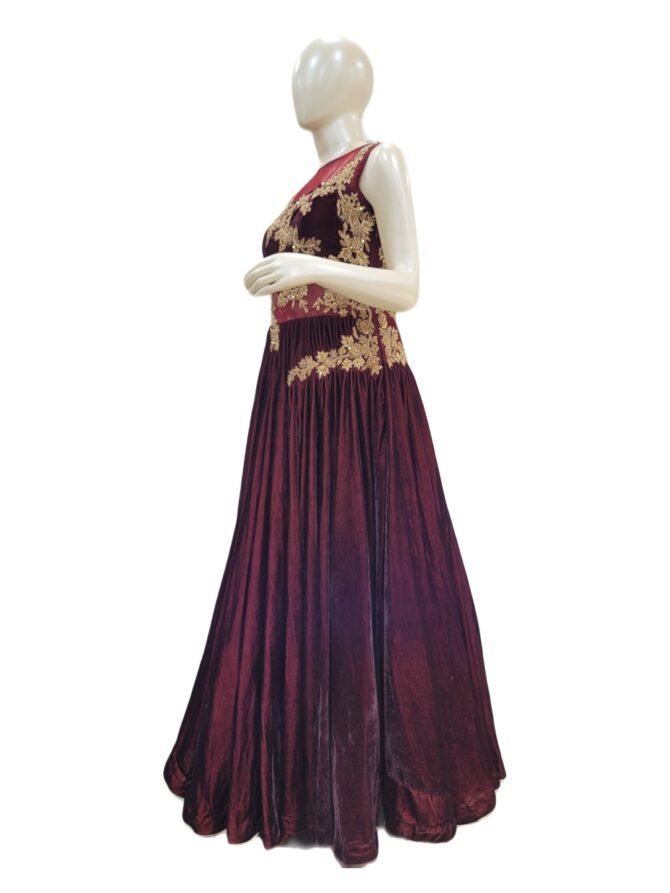ROYAL MAROON VELVET GOWN