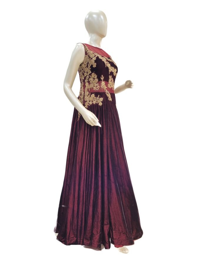 ROYAL MAROON VELVET GOWN
