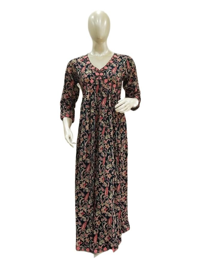 BLACK FLORAL PRINTED KURTI