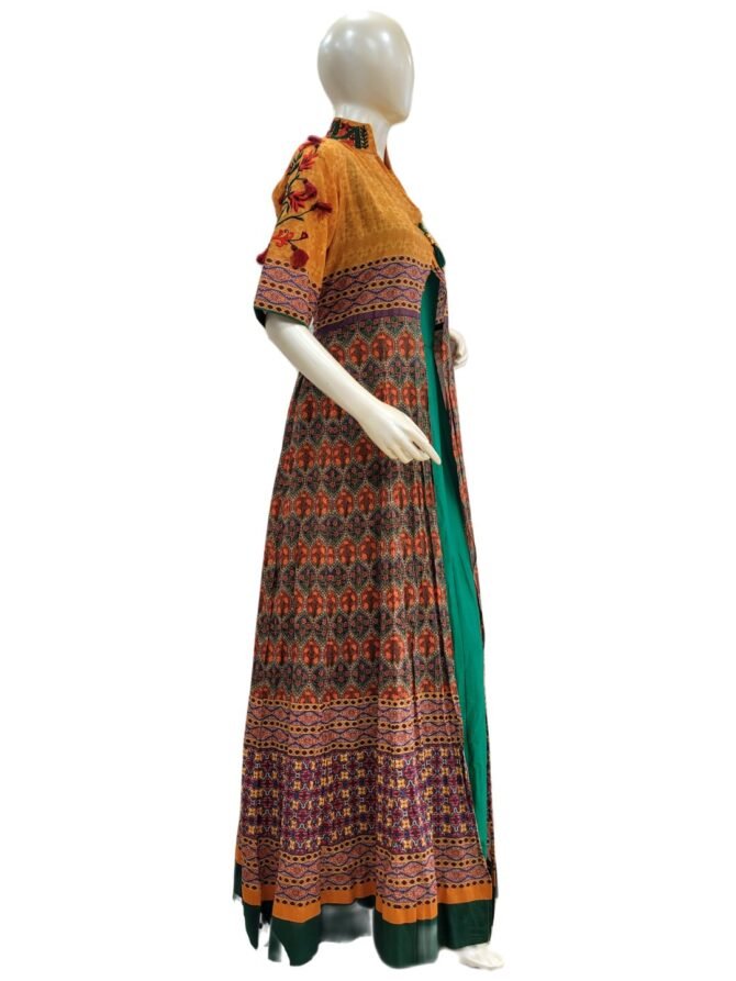STYLISH PRINTED DOUBLE LAYER GOWN
